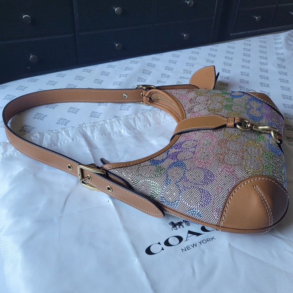Coach Hampton Hobo In Rainbow Candy Crystal Signature Canvas - Picture 4 of 6